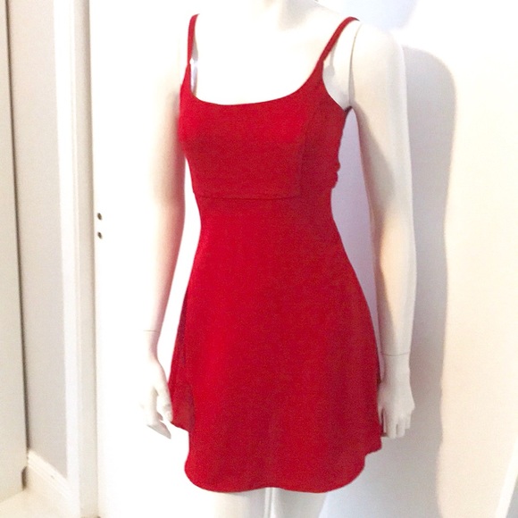 red spaghetti strap dress
